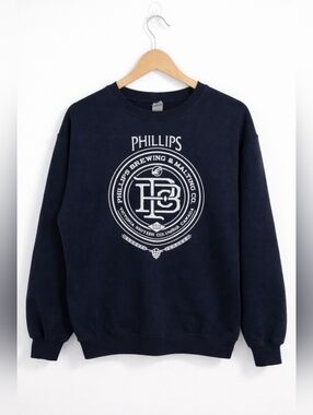 Phillips Brewing & Malting Co Crewneck Sweatshirt Black Graphic Logo Size M